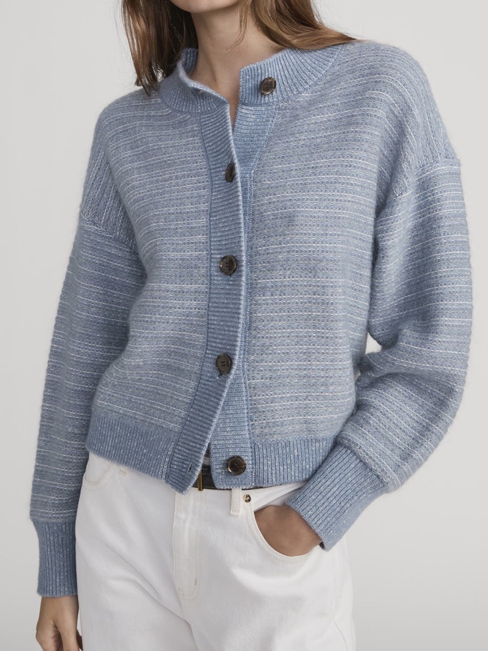 Frame The Jacquard Cardigan in Sky Blue NWT